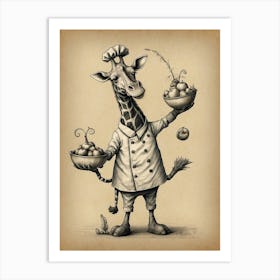 Chef Giraffe Art Print