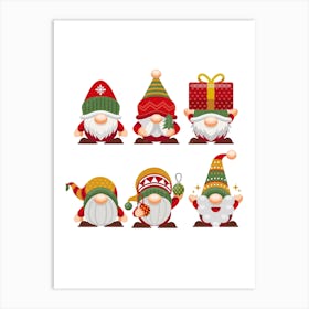 Gonks, Christmas, Art, Children's, Decoration, Wall Print Art Print