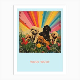 Woof Woof Puppies Rainbow Poster 1 Art Print