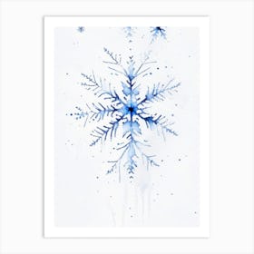 Delicate, Snowflakes, Minimalist Watercolour 1 Art Print