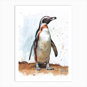 Humboldt Penguin Gold Harbour Watercolour Painting 2 Art Print