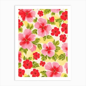 Hibiscus Floral Print Retro Pattern 2 Flower Art Print
