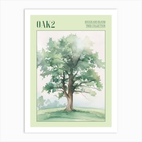 Oak Tree Atmospheric Watercolour Painting 12 Poster Art Print