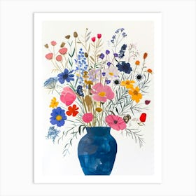 Wildflowers In A Blue Vase Art Print