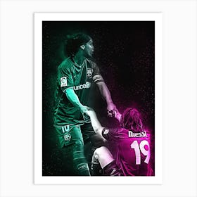 Messi And Ronaldinho Style Art Print