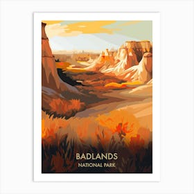 Badlands National Park Travel Poster Illustration Style 1 Art Print