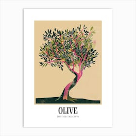 Olive Tree Colourful Illustration 1 Poster Art Print