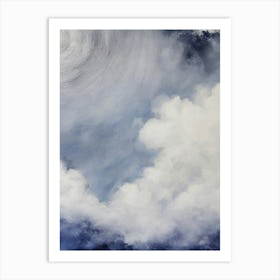 Abstract Blue Clouds Oil Painting Art Print