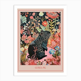 Floral Animal Painting Guinea Pig 3 Poster Art Print