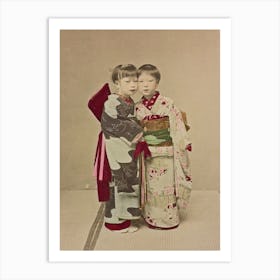 Two Children In Traditional Japanese Clothes Art Print