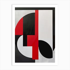 Red and Black abstract geometrical art Art Print