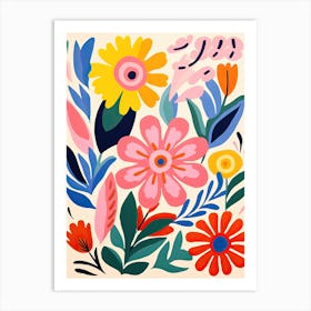 Radiant Petal Ballet; Chromatic Flower Market Art Print