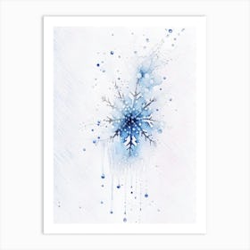 Water, Snowflakes, Minimalist Watercolour 1 Art Print