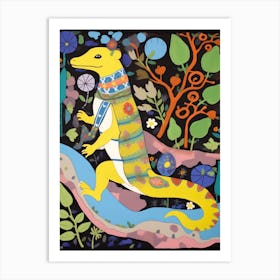 Maximalist Animal Painting Salamander Art Print