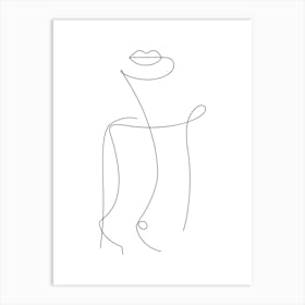 Line Drawing Of A Woman Art Print