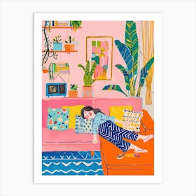 Nap Time Lo Fi Kawaii Illustration 1 Art Print