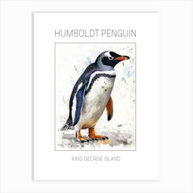 Humboldt Penguin King George Island Watercolour Painting 1 Poster Art Print