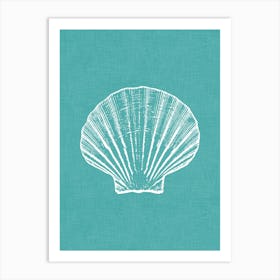 Vintage Sea Shell Silhouette In Teal Art Print