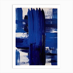 Blue Brush Strokes Abstract 2 Art Print
