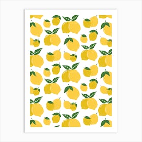 Lemon Pattern Vintage Art Print