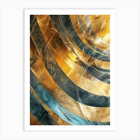 Abstract Gold And Blue Abstract Painting Art Print