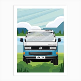VW Van by the lake Art Print