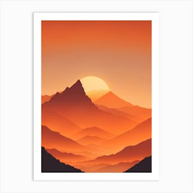 Misty Mountains Vertical Composition In Orange Tone 21 Art Print