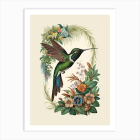 Hummingbird botanical flower beauty 19 Art Print