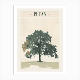 Pecan Tree Minimal Japandi Illustration 1 Poster Art Print