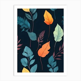 Seamless Pattern Of Leaves Art Print