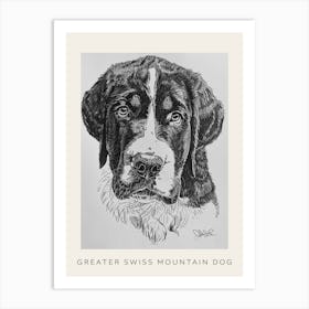 Greater Swiss Mountain Dog Line Sketch 2 Poster Art Print