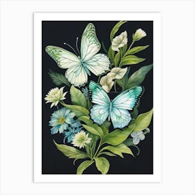 Butterflies And Flowers Art Print