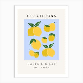 Les Citrons | 03 - Lemon Yellow And Blue Art Print