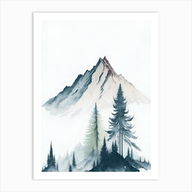 Mountain And Forest In Minimalist Watercolor Vertical Composition 13 Art Print