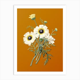 Vintage Chrysanthemum Botanical on Sunset Orange n.0380 Art Print