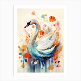 Bird Painting Collage Swan 2 Art Print