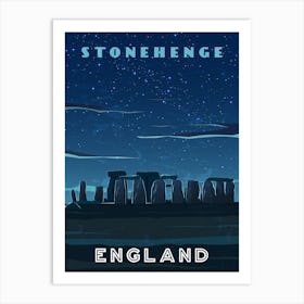 Stonehenge, England — Retro travel minimalist poster Art Print