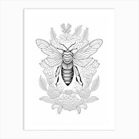 Insect Bee 1 William Morris Style Art Print