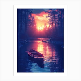 Sunset In The Forest Art Print