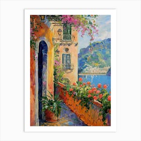 Balcony View Painting In Amalfi 4 Art Print