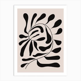 Abstract Black And Beige Leaves Art Print