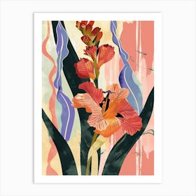 Colourful Flower Illustration Gladiolus 3 Art Print