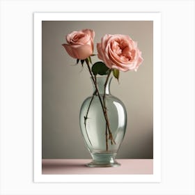 A Vase Of Pink Roses 46 Art Print