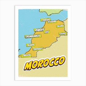 Pop art Morocco Map Art Print