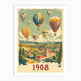 Aihrgdesign A Vintage Travel Poster Of A 1908 Hot Air Balloon 2be945be 01f1 42ac 8150 D8681e98479c 2 Art Print