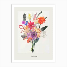 Celosia 3 Collage Flower Bouquet Poster Art Print