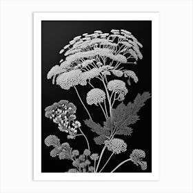 Yarrow Wildflower Linocut 2 Art Print