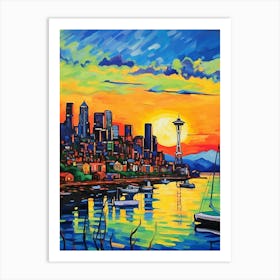 Seattle Washington Pointillism 3 Art Print