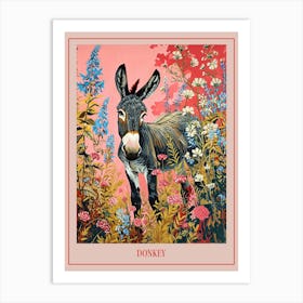 Floral Animal Painting Donkey 1 Poster Art Print