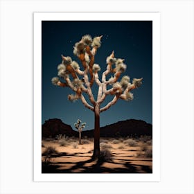  Photograph Of A Joshua Tree At Night  In A Sandy Desert 3 Art Print